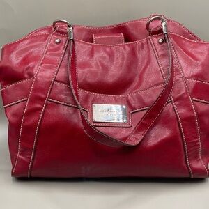 Liz Claiborne Roomy Elegant Red Vegan Leather Handbag